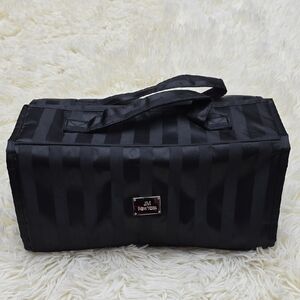 JM New York Black Striped Cosmetic/Accessory Bag